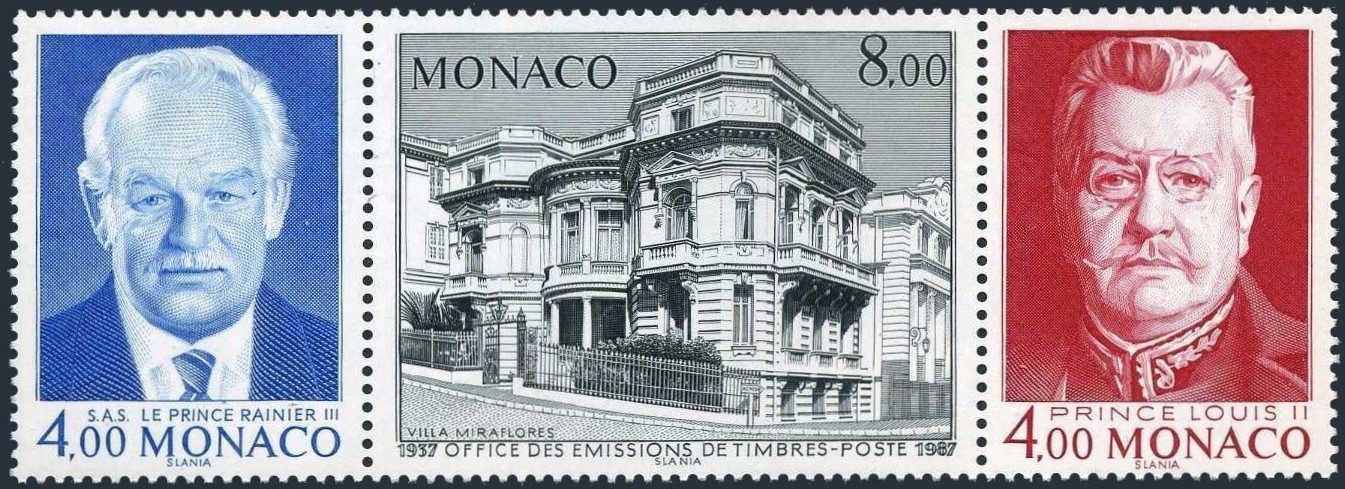 Potovn znmky Monako 1987 Kne Rainier III. a Louis II. Mi# 1791-93 Kat 8