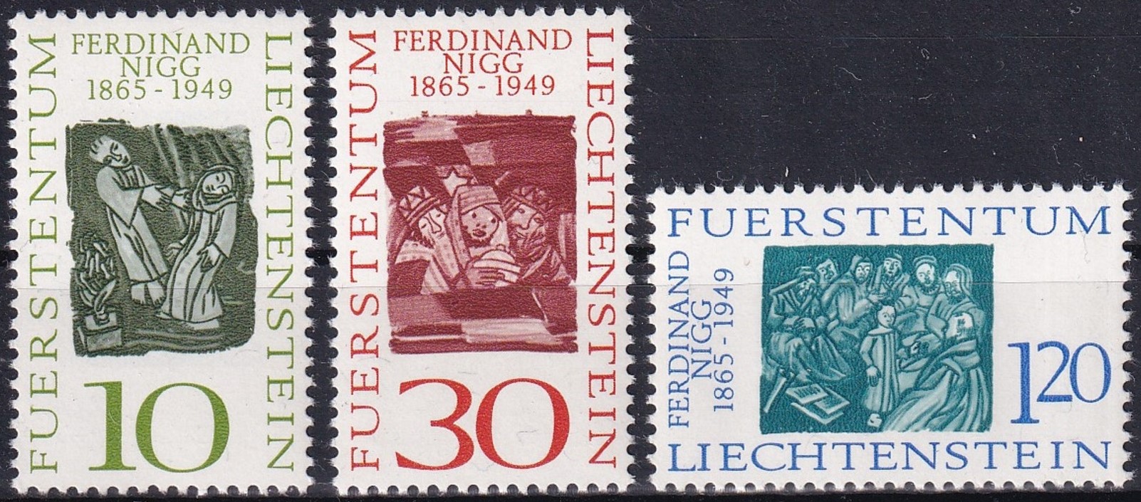 Potovn znmky Lichtentejnsko 1965 Umn, Ferdinand Nigg Mi# 455-57